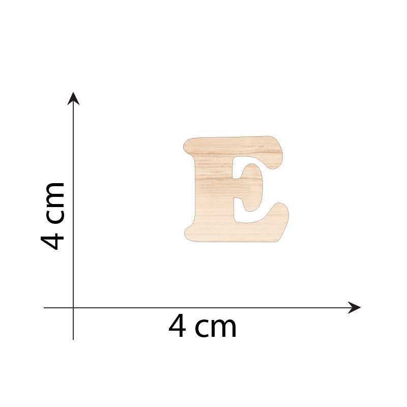 Wooden letter E H 4cm