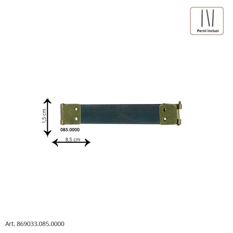 Chiusura a scatto in metallo per portafogli - Brunito - Misura 8,5x1,4 cm