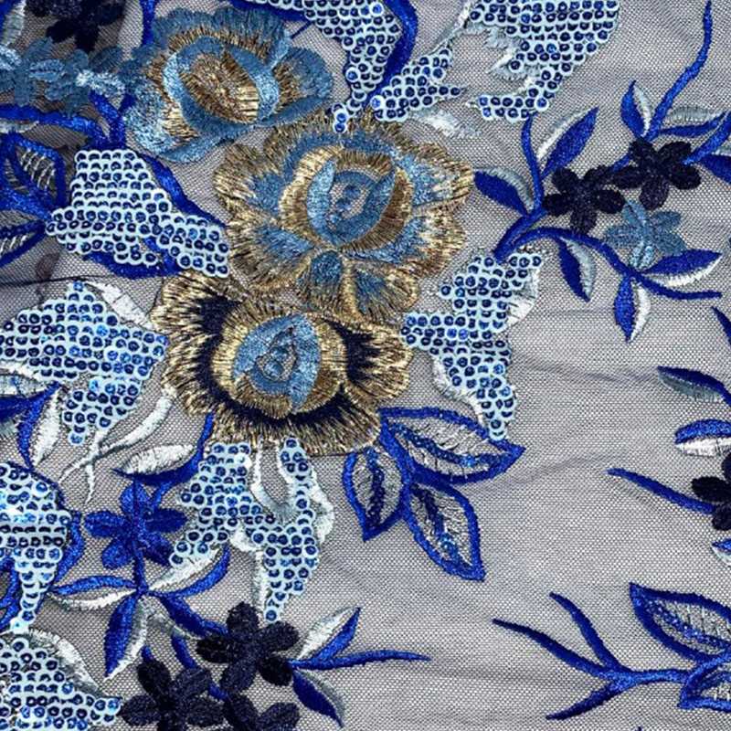 Blue Flowers Embroidered...