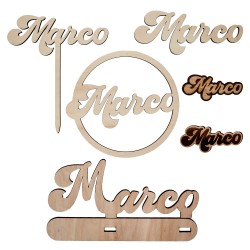 Cake topper calice personalizzato in legno 1 nome, Mopec