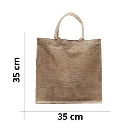 Jute bag with cream-colored...