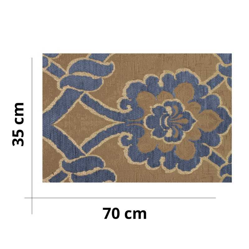 Pannello Tessuto Damascato Azzurro con Disegno e Bordo in Oro per Borse e  Arredamento - Misura 70x35 cm - Tricot Cafè