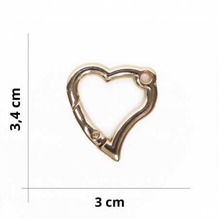 Moschettone a cuore per borse fai da te Oro - Misura 3x3,4 cm